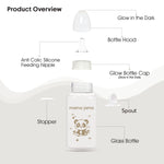 Load image into Gallery viewer, Glow in the dark glass feeding bottle 125ml (Brown - Panda)