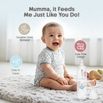 Load image into Gallery viewer, Glow in the dark glass feeding bottle 225ml (Blue - Owl)