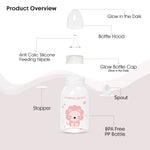 Load image into Gallery viewer, Glow in the dark PP feeding bottle 125ml ( Pink - Lion)