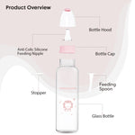 Load image into Gallery viewer, Glass Feeding Bottle 225ml ( Pink - Lion)