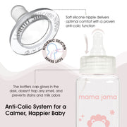 Glow in the dark glass feeding bottle 125ml (Pink - Lion)