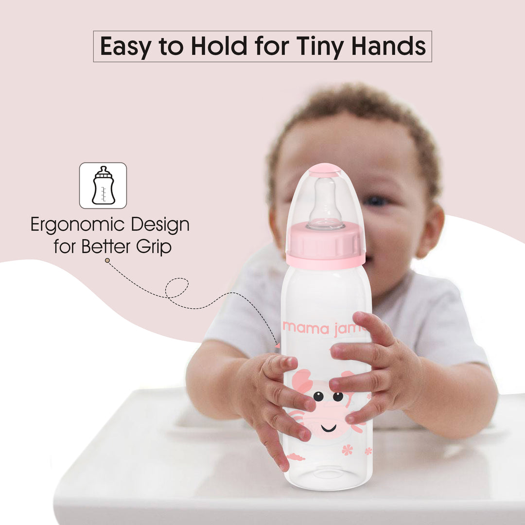 PP Feeding Bottle 225ml (Pink-Crab)