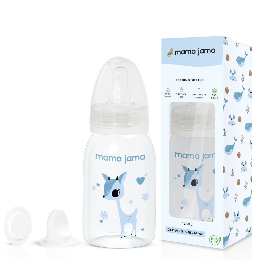 Glow in the dark PP feeding bottle 125ml ( Blue - dear)