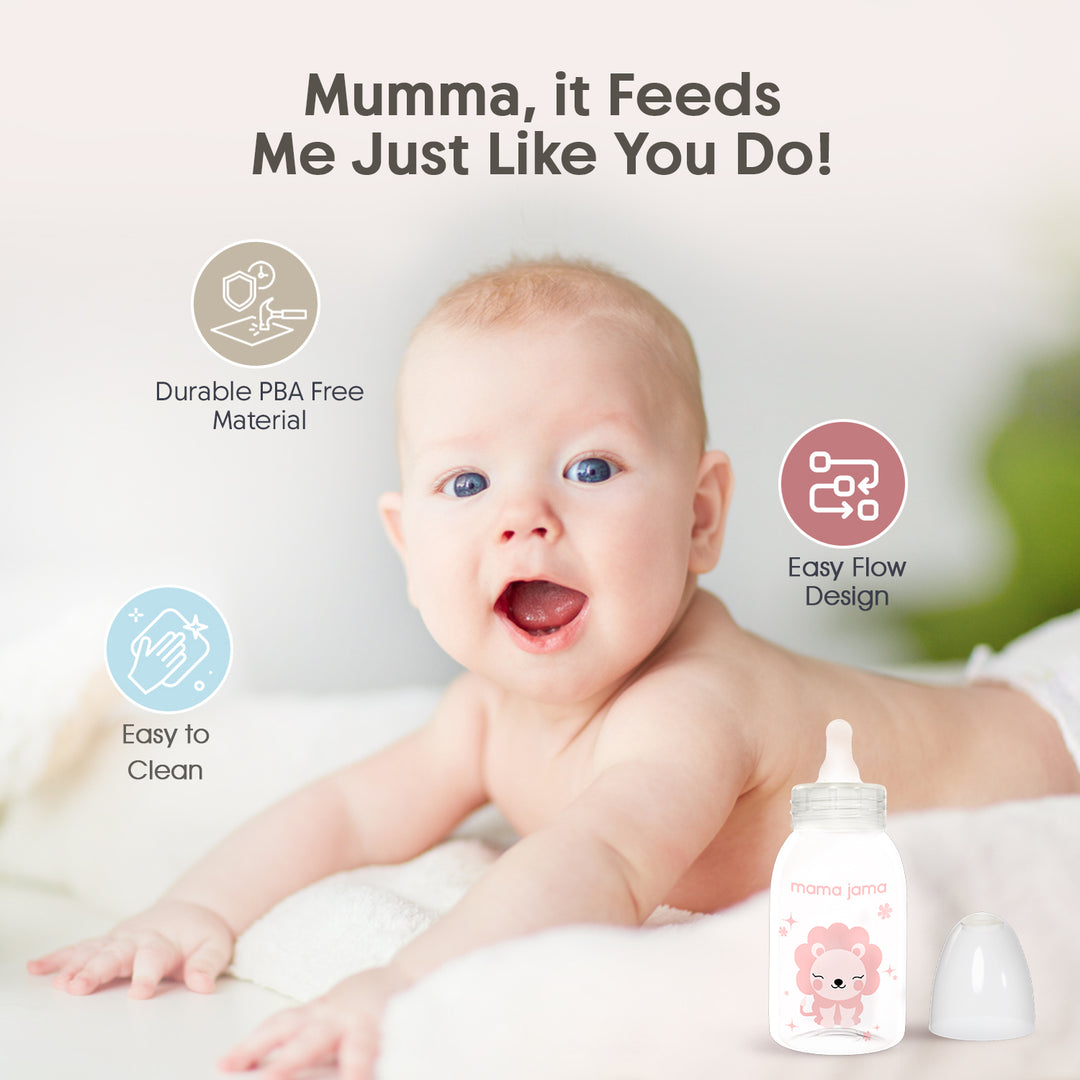 Glow in the dark PP feeding bottle 125ml ( Pink - Lion)