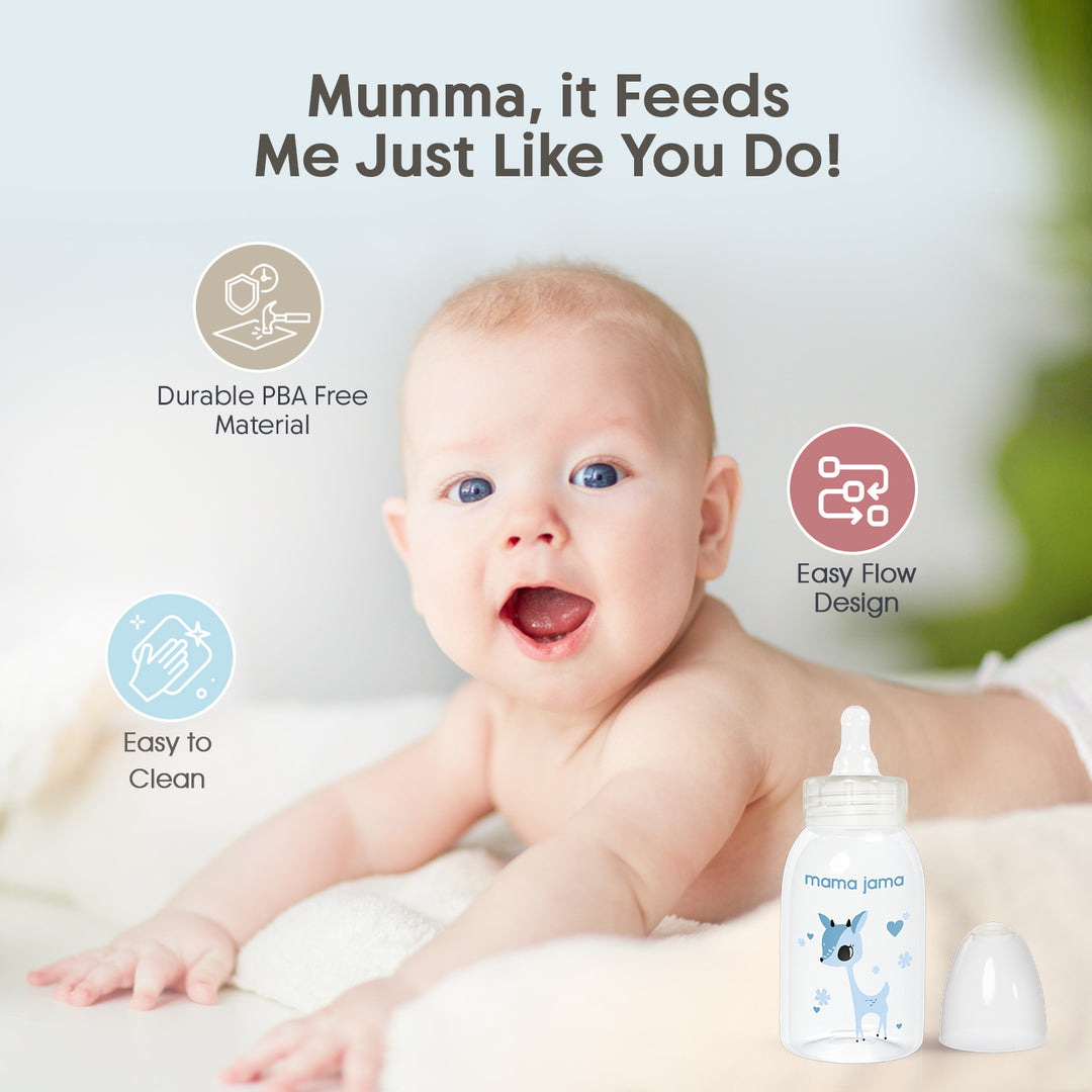 Glow in the dark PP feeding bottle 125ml ( Blue - dear)