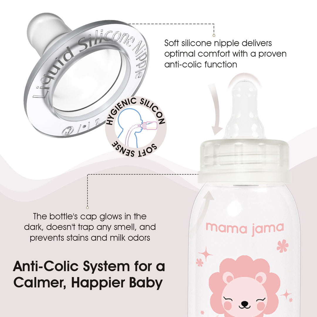 Glow in the dark PP feeding bottle 125ml ( Pink - Lion)