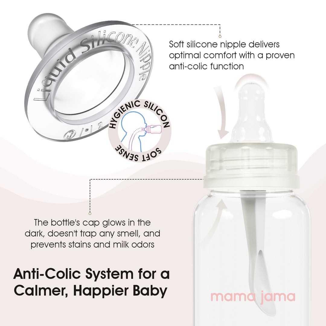 Glow in the dark glass feeding bottle 225ml (Pink - Lion)