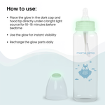 Load image into Gallery viewer, Glow in the dark glass feeding bottle 225ml (Blue - Owl)
