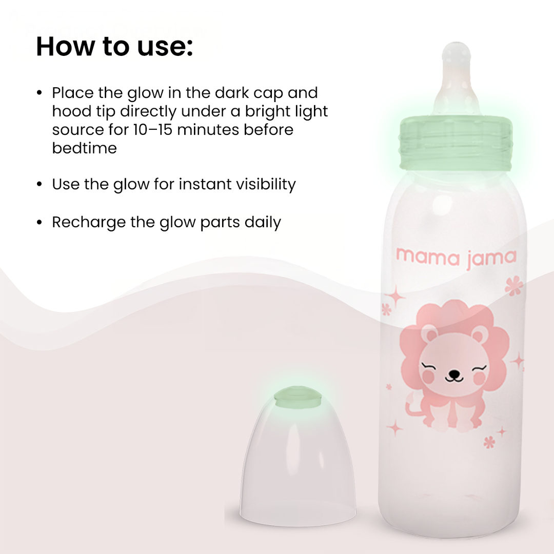 Glow in the dark PP feeding bottle 125ml ( Pink - Lion)
