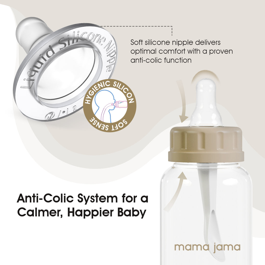 Glass Feeding Bottle 225ml ( Brown - Panda)