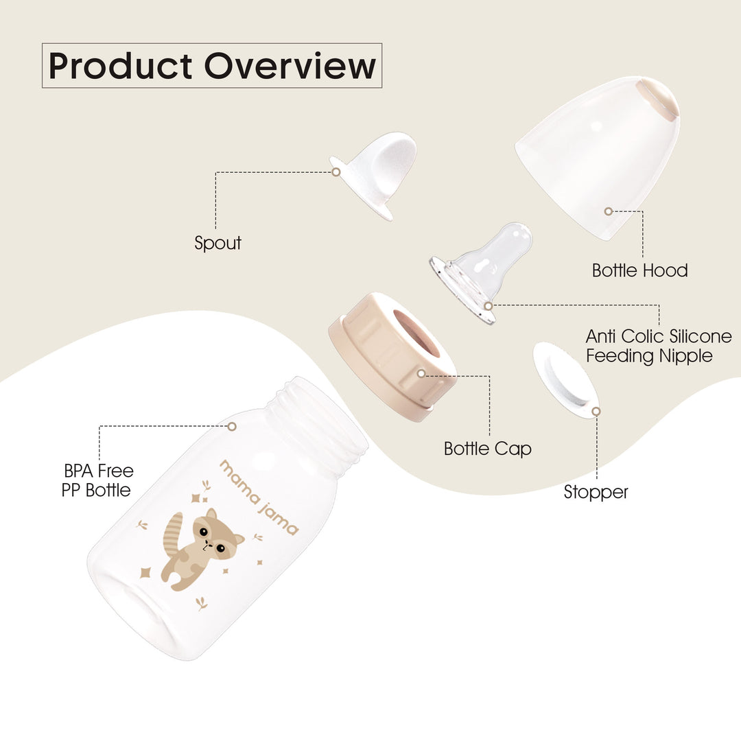 PP Feeding Bottle 125ml (Light Brown - Raccoon)