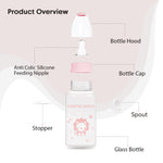 Load image into Gallery viewer, Glass Baby Feeding Bottle 125ml (Pink - Lion)
