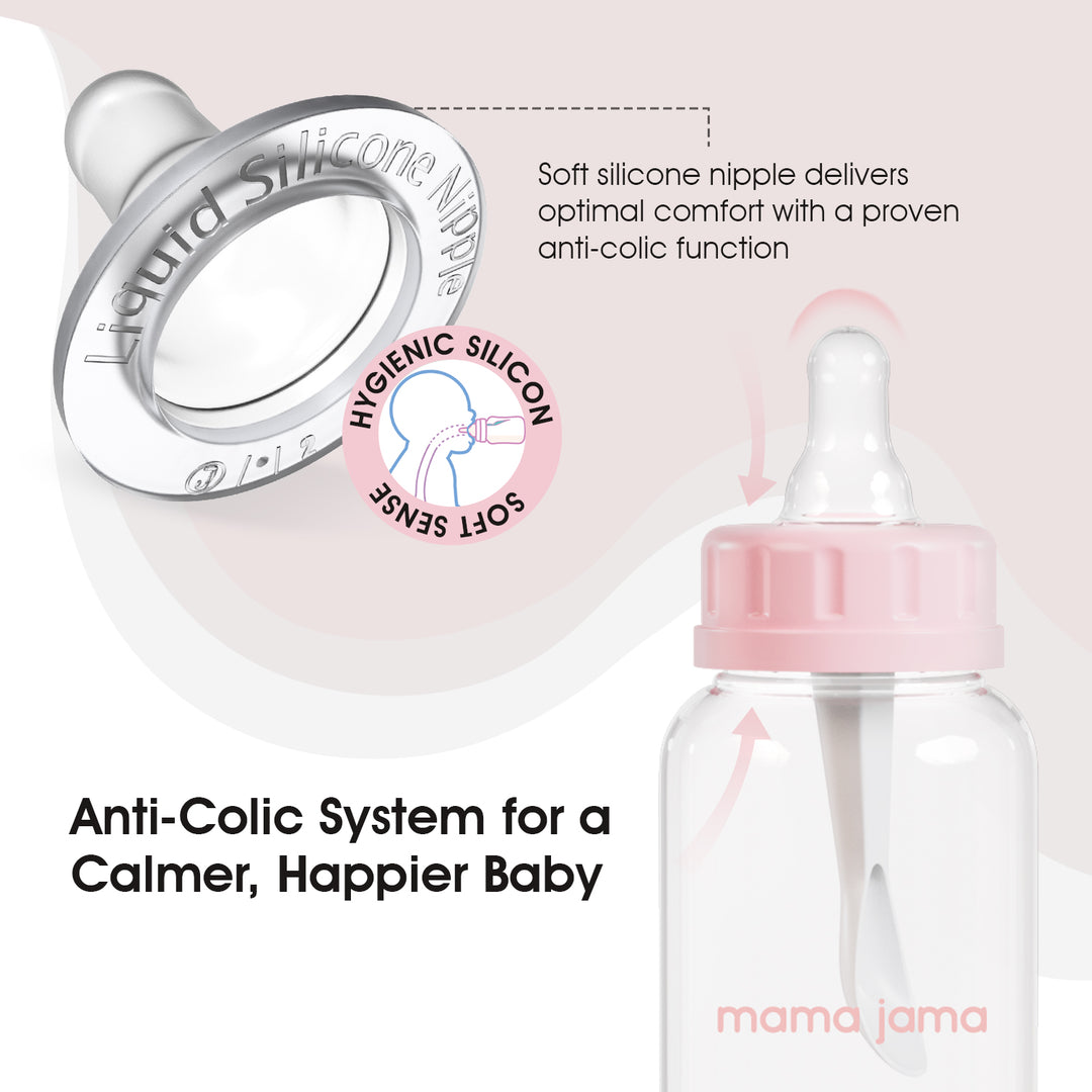 Glass Feeding Bottle 225ml ( Pink - Lion)